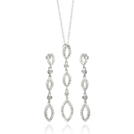 wholesale 925 sterling silver open marqui dangling studearring & necklace set