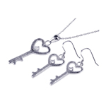 wholesale 925 sterling silver kingdom heart key hook earring & necklace set