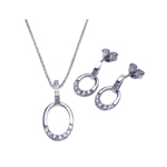 wholesale 925 sterling silver open circle dangling stud earring & necklace set