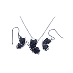 wholesale 925 sterling silver black butterfly dangling hook earring & necklace set