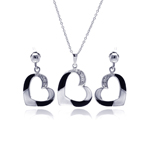 wholesale 925 sterling silver open heart dangling stud earring & necklace set