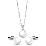 wholesale 925 sterling silver pearl stud earring & necklace set