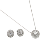 wholesale 925 sterling silver round stud earring & necklace set