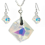 wholesale 925 sterling silver colorful hook earring & dangling necklace set