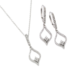 wholesale 925 sterling silver open marquise leverback earring & hanging necklace set