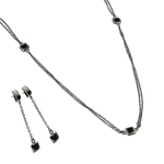 wholesale 925 sterling silver oxidized rhodium plated dangling stud earring & chain necklace set
