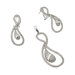 wholesale 925 sterling silver open loop eggplant dangling stud earring & necklace set