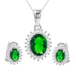 wholesale 925 sterling silver radial burst green set