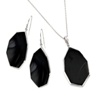 wholesale 925 sterling silver teardrop octagon dangling hook earring & necklace set