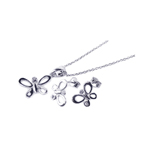wholesale 925 sterling silver open butterfly stud earring & necklace set