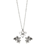wholesale 925 sterling silver fleur de lis stud earring & necklace set