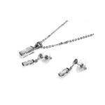 wholesale 925 sterling silver baguette dangling stud earring & dangling necklace set