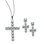 wholesale 925 sterling silver cross stud earring & necklace set