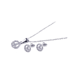 wholesale 925 sterling silver open peace sign stud earring & necklace set