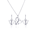 wholesale 925 sterling silver open butterfly dangling lever back earring & necklace set