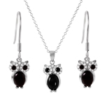 wholesale 925 sterling silver black stone owl set