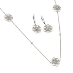 wholesale 925 sterling silver flower filigree leverback earring & necklace set