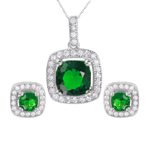 wholesale 925 sterling silver square green set