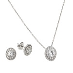 wholesale 925 sterling silver round stud earring & necklace set