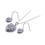 wholesale 925 sterling silver heart hook earring & dangling necklace set
