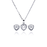 wholesale 925 sterling silver heart stud earring & necklace set
