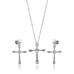 wholesale 925 sterling silver bone cross necklace and earrings set