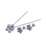 wholesale 925 sterling silver flower inlay stud earring & necklace set