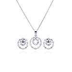 wholesale 925 sterling silver graduated open circle stud earring & necklace set