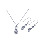 wholesale 925 sterling silver teardrop dangling hook earring & necklace set