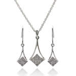 wholesale 925 sterling silver micro pave dangling hook earring & necklace set