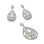 wholesale 925 sterling silver filigree micro pave dangling stud earring & necklace set