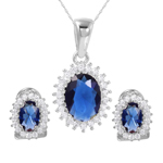 wholesale 925 sterling silver radial burst blue set