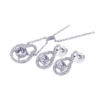 wholesale 925 sterling silver round circle open center dangling stud earring & dangling necklace set