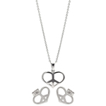 wholesale 925 sterling silver open heart peace sign stud earring & necklace set