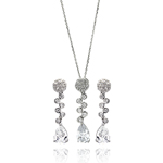 wholesale 925 sterling silver round & teardrop drop stud earring & necklace set
