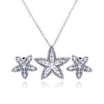 wholesale 925 sterling silver star flower stud earring & necklace set