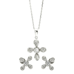 wholesale 925 sterling silver flower stud earring & necklace set