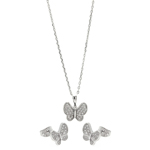 wholesale 925 sterling silver butterfly stud earring & necklace set