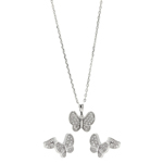 wholesale 925 sterling silver butterfly stud earring & necklace set