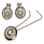 wholesale 925 sterling silvergold rhodium plated round inlay stud earring & necklace set