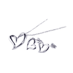 wholesale 925 sterling silver open heart stud earring & necklace set