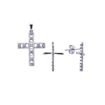 wholesale 925 sterling silver cross stud earring & necklace set