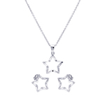 wholesale 925 sterling silver open star stud earring & necklace set