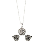 wholesale 925 sterling silver flower stud earring & necklace set