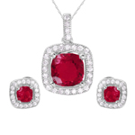 wholesale 925 sterling silver square red set