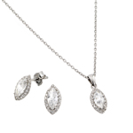 wholesale 925 sterling silver marqui stud earring & necklace set