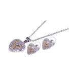 wholesale 925 sterling silver multi colored heart stud earring & dangling necklace set