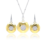 wholesale 925 sterling silver rhodium & gold plated hammered set