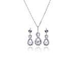 wholesale 925 sterling silver figure 8 teardrop dangling stud earring & necklace set
