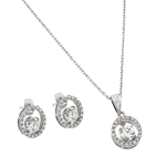 wholesale 925 sterling silver round open circle stud earring & dangling necklace set
